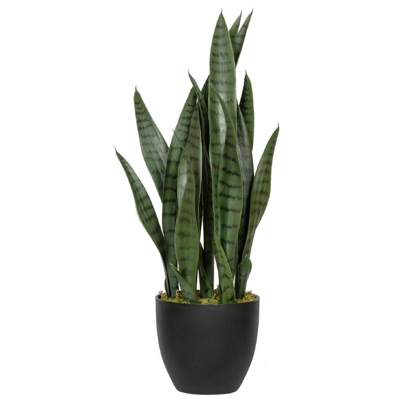 Small Sansevieria Indoor/Outdoor Artificial Plant with Pot Green - Pottery Pots