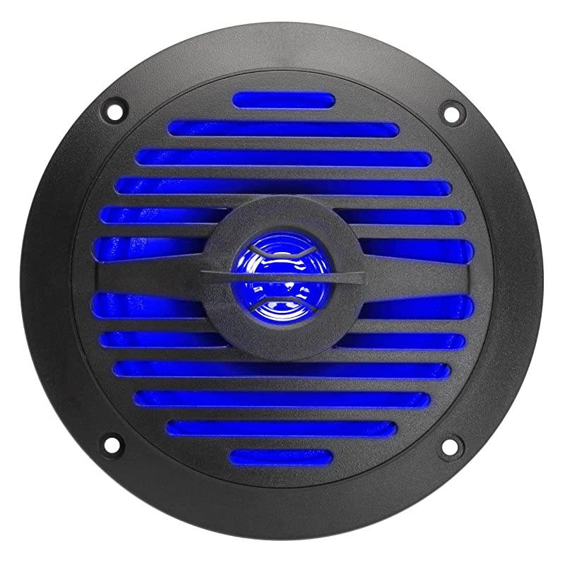 WR4B-LED 5 INCH Water Resistant Dual Cone Speaker with Blue LED Lights (Sold AS A Pair)