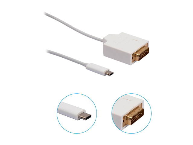 XtremPro 61066 3.1 USB Type-C to DVI Male Adapter Cable w/ 6.6ft, 2M Cable for Macbook, Chromebook - White