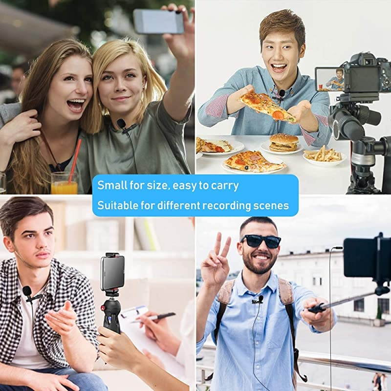 12.8 Feet Lavalier Lapel Microphone Professional Grade Omnidirectional Mic Condenser Small Mini Perfect for Recording Podcast PC Laptop Android iPhone YouTube Interview ASMR External
