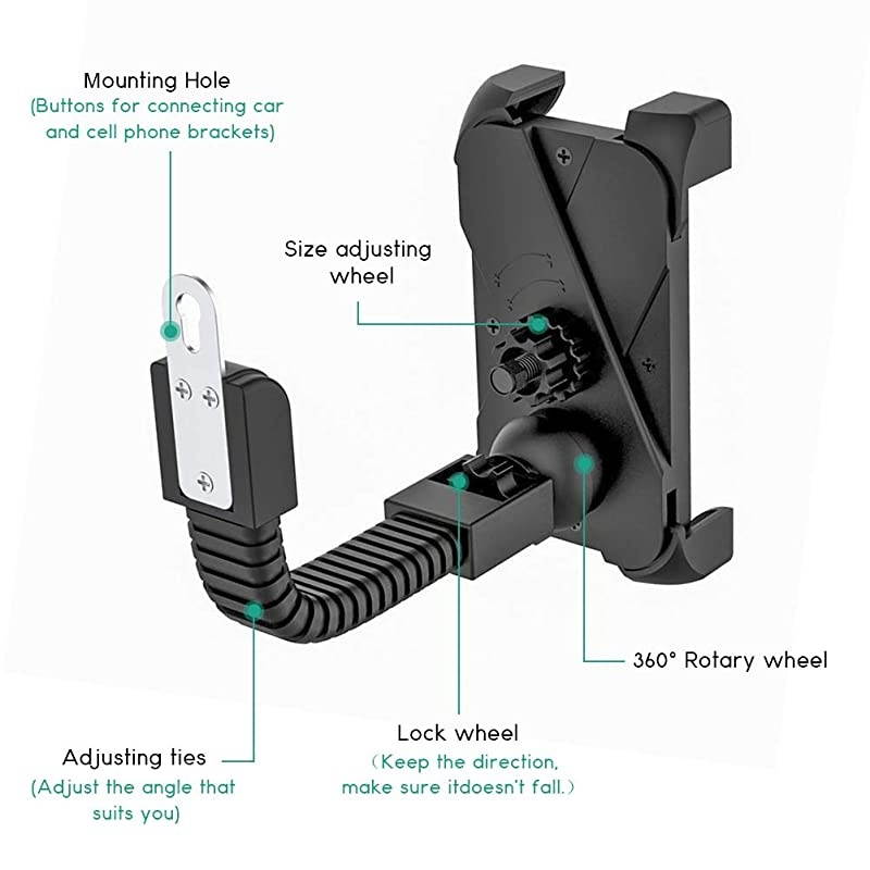 Motorcycle Phone Holder Motorcycle Motorbike Phone Mount Holder Handlebar for 3565 inch iPhone 8 7 6 6s 7Plus 5 5s Samsung Galaxy S5 S6 S7 S8 Smartphones 360 Degree Rotation Black
