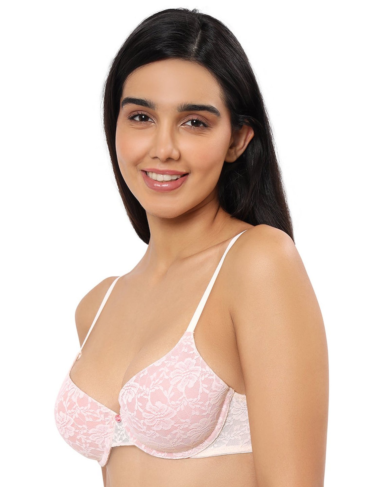 Amante Blush Pink Lace Pattern Full Coverage Bra