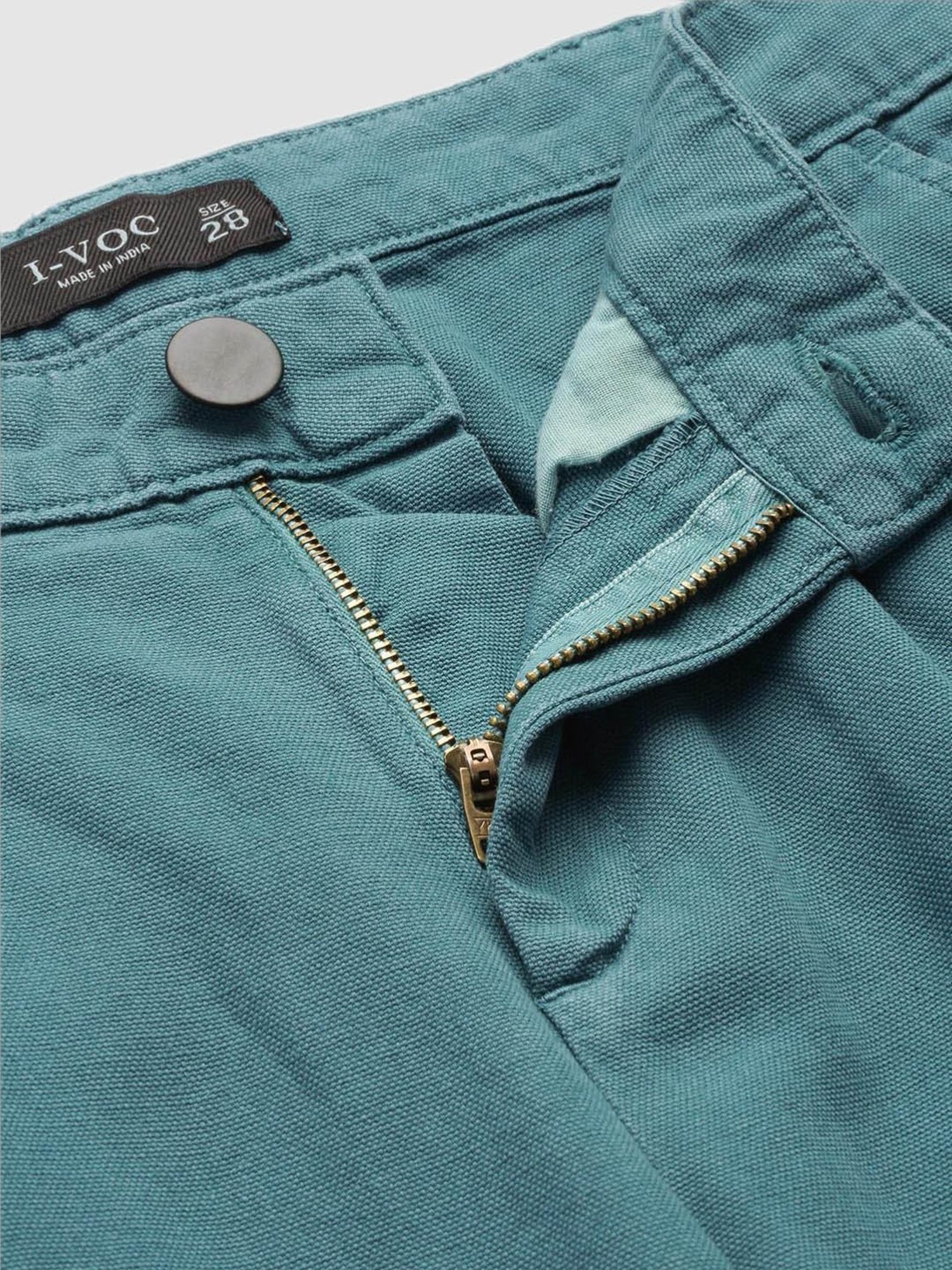 IVOC Teal Cotton Regular Fit Mid Rise Joggers