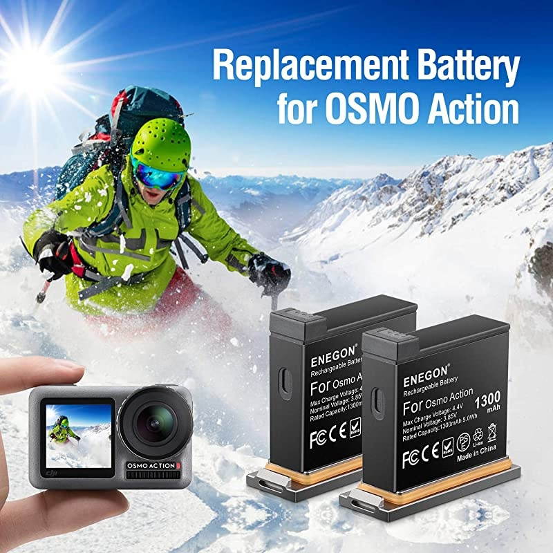 OSMO Action Battery for DJI OSMO Action 2 Pack 385V 1300 mAh + Intelligent 3Channel Rapid Charger for DJI OSMO Action Camera