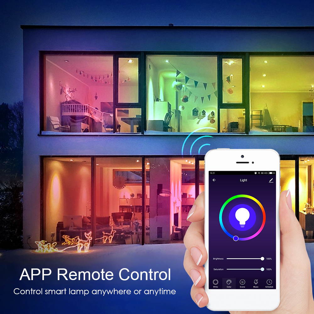 E27 Smart Wi-Fi LED Light Bulb Tunable  White & RGB Color Changing Music Lamp Voice Control APP Control Timing Function No Hub Required, Works with Alexa and Google Assistant