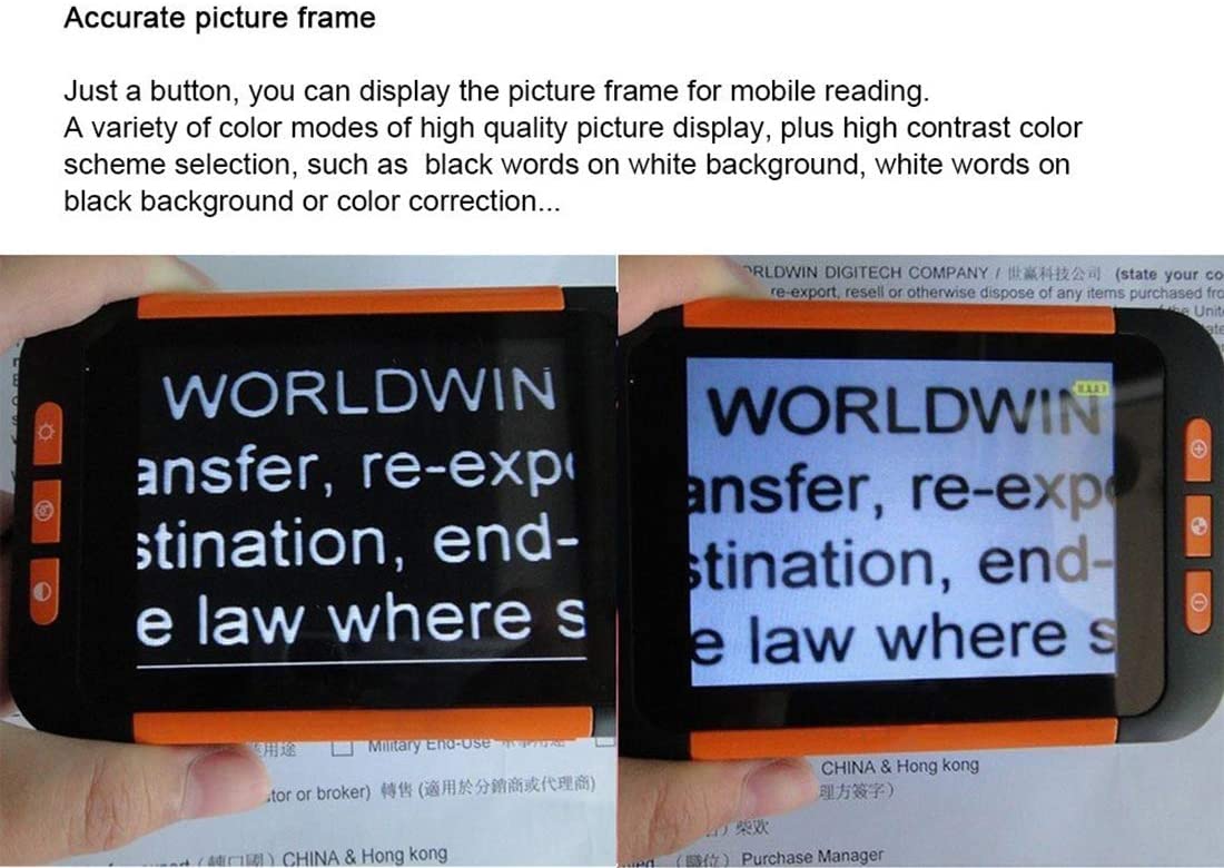 3.5 inch LCD Portable Video Digital Magnifier Electronic Reading Aid for Low Vision - Ideal Aide for Writing, Viewing Maps, Books - Handheld Digital Tool, Magnification 2X,4X,6X,8X,12X,16X,24X,32X