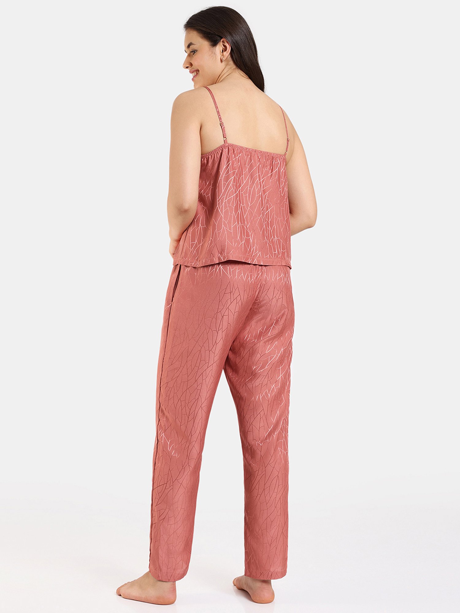 Zivame Dusty Pink Printed Top With Pyjamas