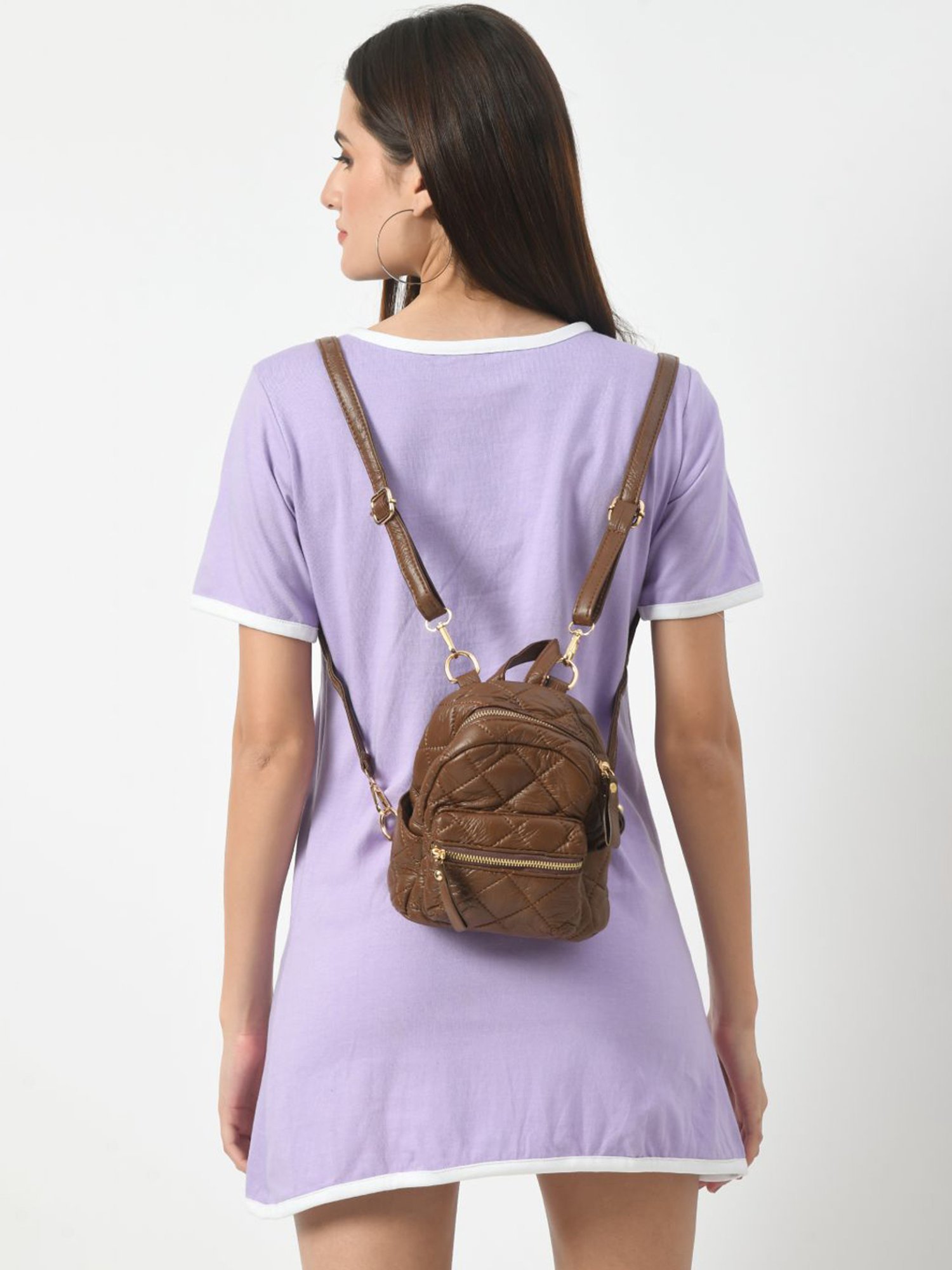 Angeline Brown PU Small Backpack