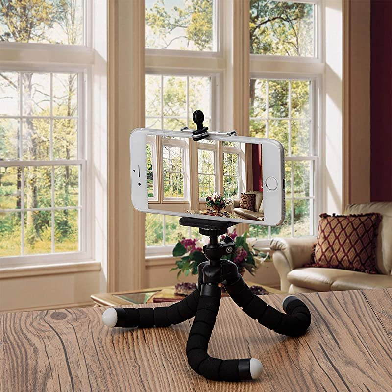 Selfie Stick TripodFlexible Mini Phone Tripod Portable Monopod Stand Holder with Bluetooth Wireless Remote System iOSAndroid for iPhone 88 PlusSamsung GalaxyHuaweiXiaomiSonyLG Black