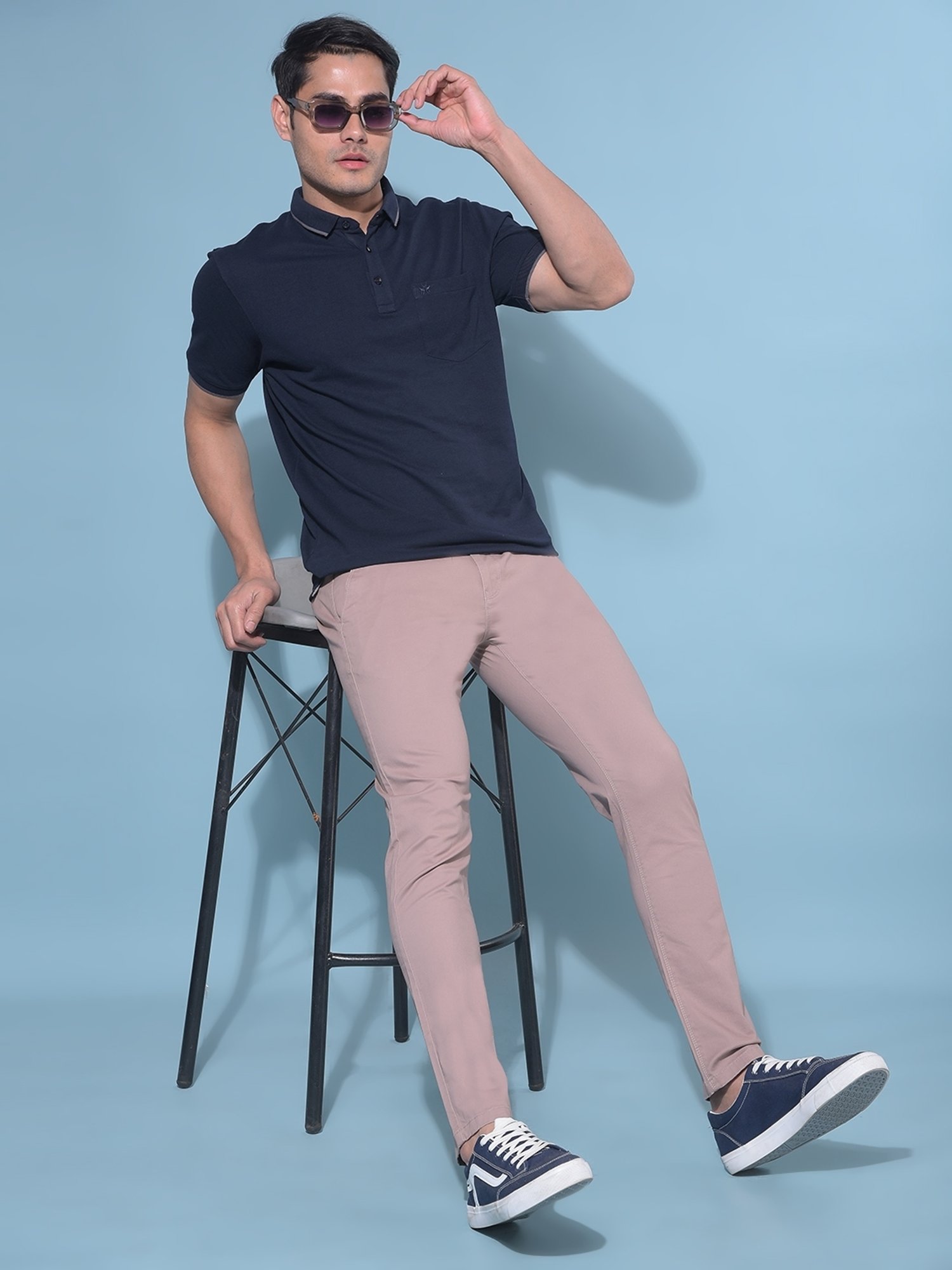 Crimsoune Club Navy Blue Slim Fit Polo T-Shirt