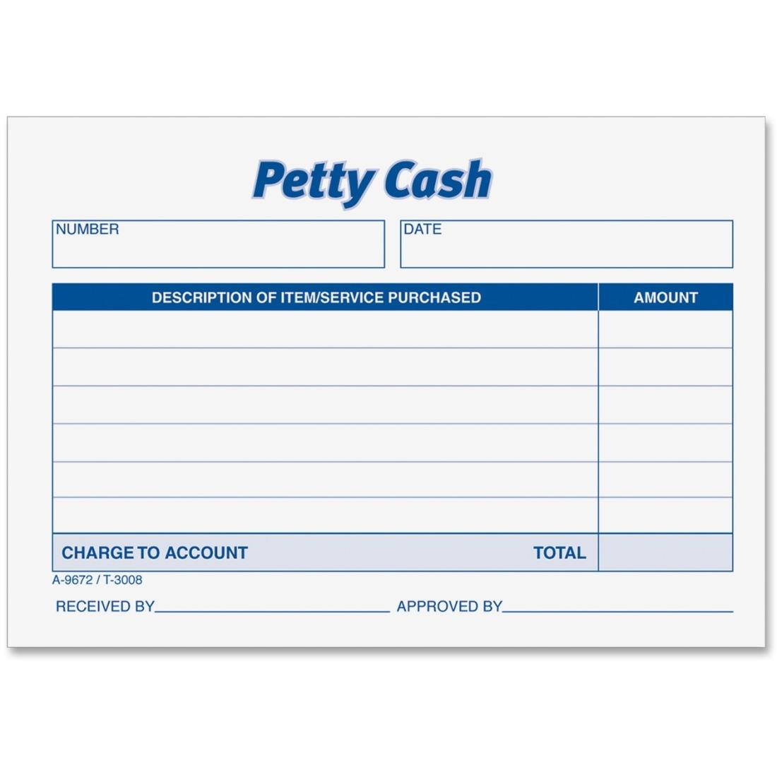 Adams Petty Cash Receipt Pad