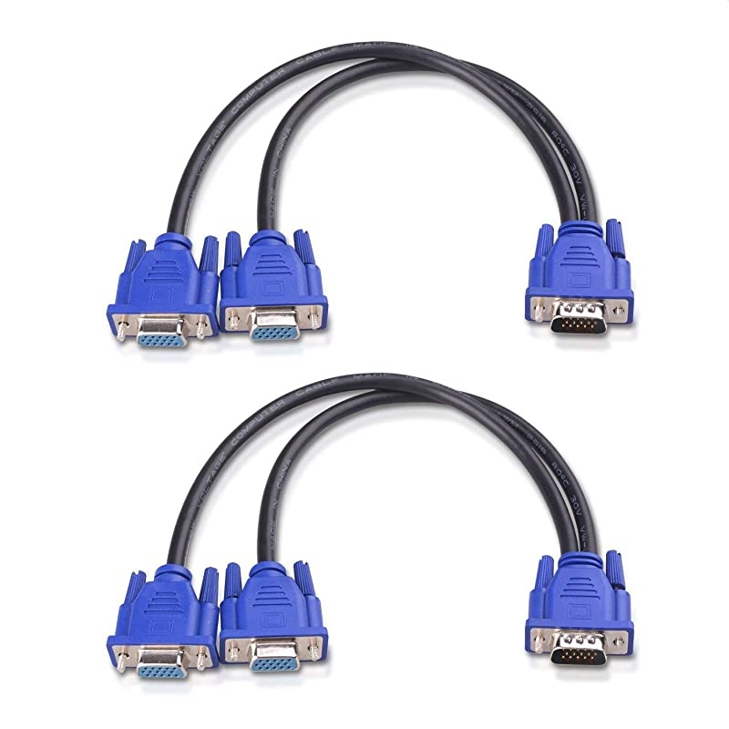 2Pack VGA Splitter VGA Y for Screen Duplication 1 Foot