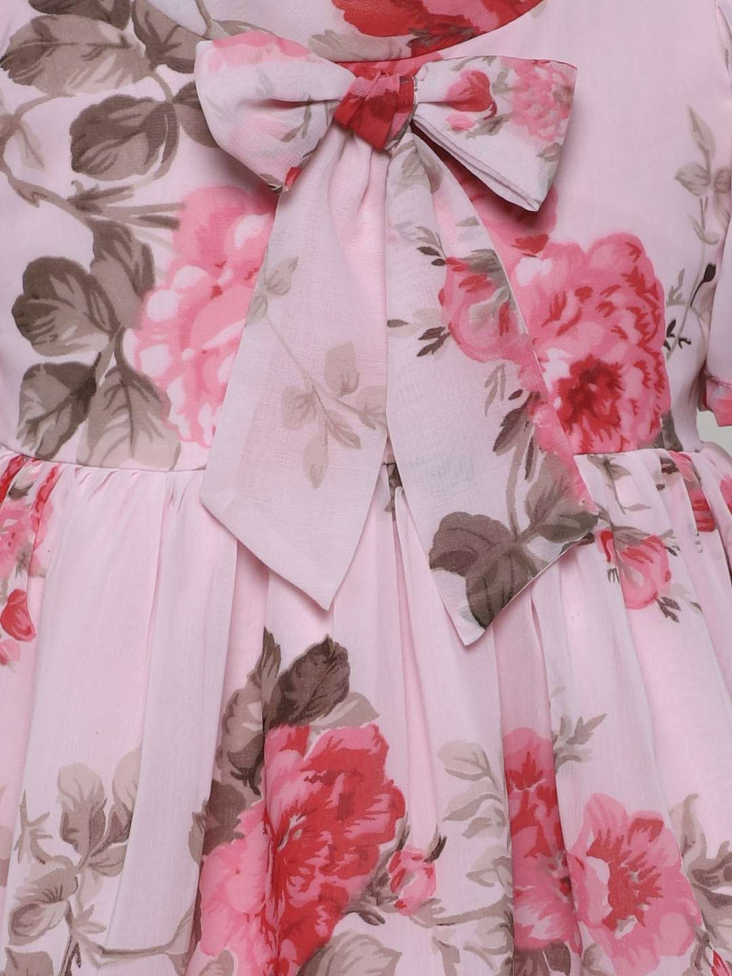 Many Frocks Kids Baby Pink Printed Dress