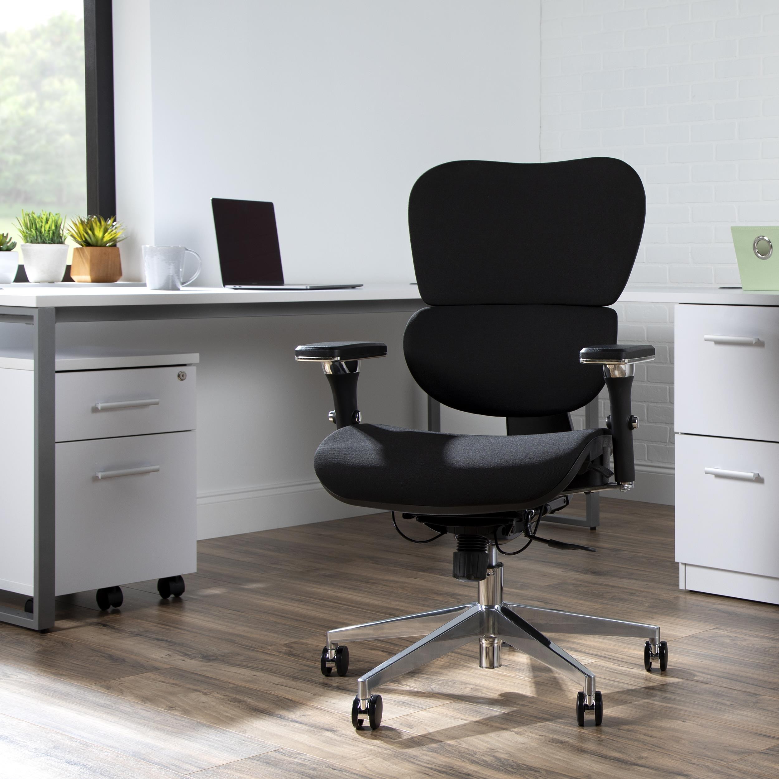 OFM Ergo Fabric Upholstered Office Chair with Optional Headrest, Lumbar Support, in Black (540-F-BLK)