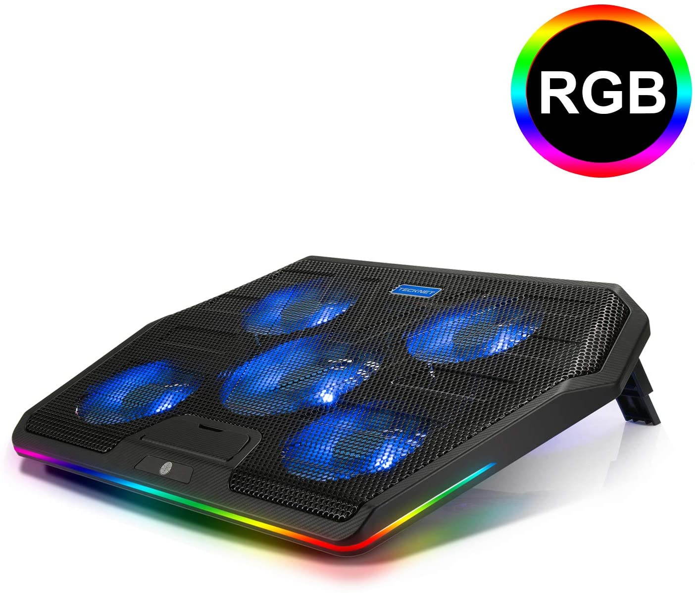 RGB Laptop Cooling Pad Cooler for 15.6-17 Inch Laptop with 5 Quiet Fans and Touch Control, 2 USB Port