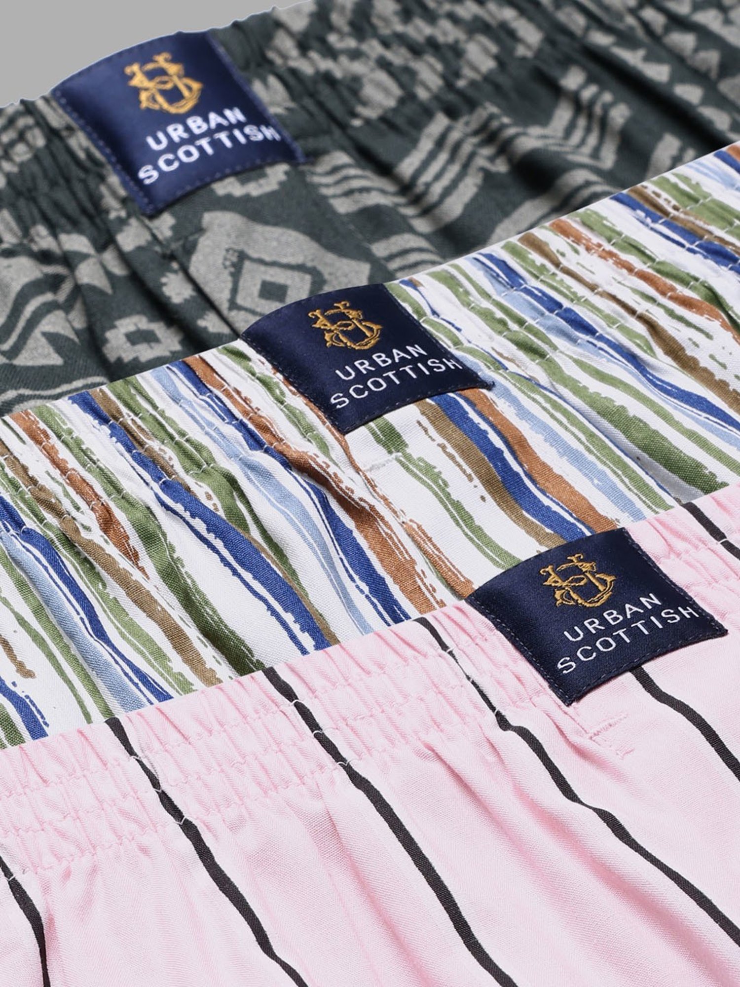 Urban Scottish Multi Cotton Regular fit Print Boxers-Pack of 3