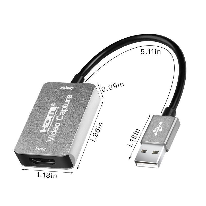 Audio Video Capture Card HDMI to USB, Full HD 1080p 30fps USB 2.0 - Record Directly to Computer for Gaming, Streaming, Teaching, Video Conference or Live Broadcasting