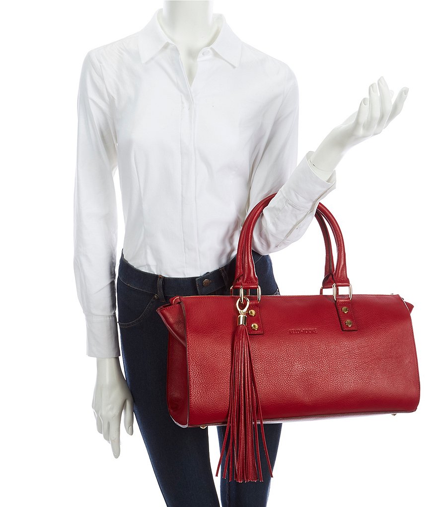 Kelly-Tooke Soho Leather Barrel Tassel Satchel Bag