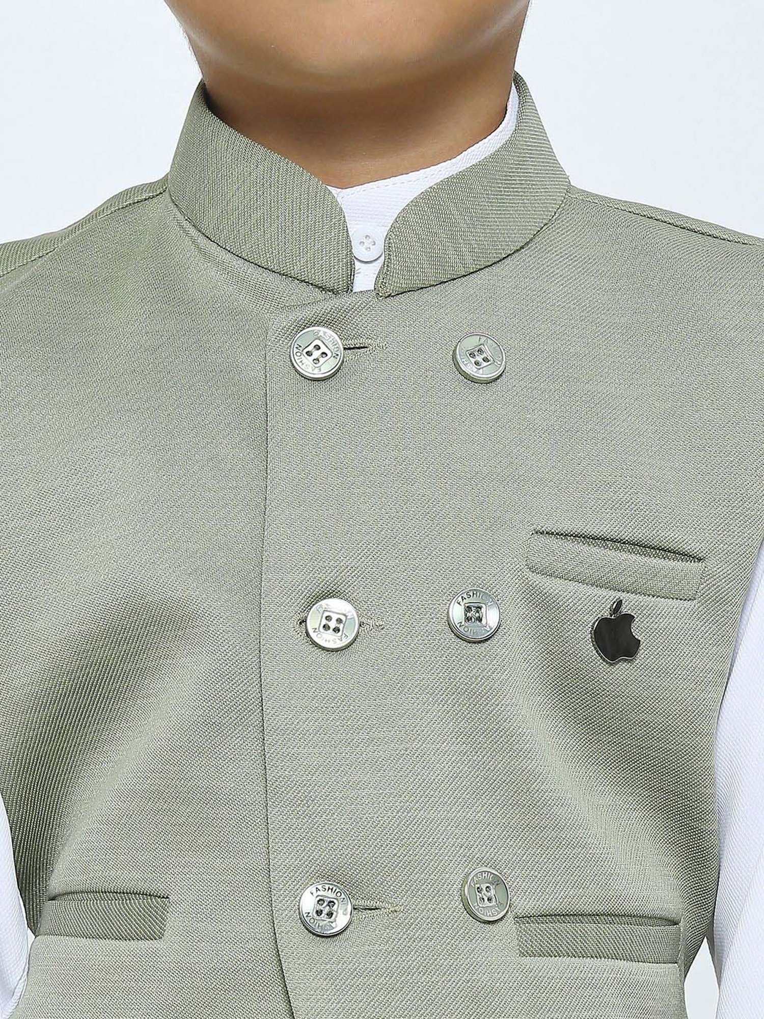 Kids Island Boys Grey Solid Full Sleeves Suit Set