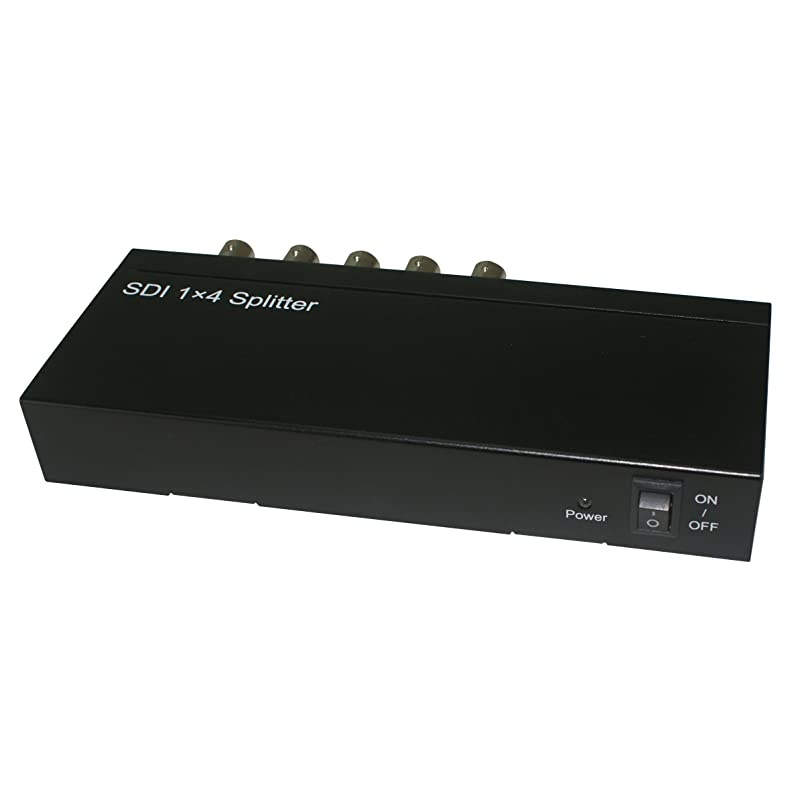 SDI Splitter 1x4 Supports 3G-SDI, HD-SDI, SD-SDI Signals, up to 1080p & 1312ft / 400M, 1 Input 4 outputs w/AC Adapter - Black (66005)