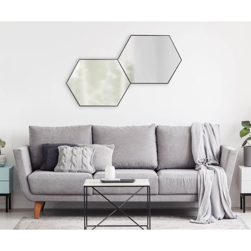22" x 31" Rhodes Hexagon Wall Mirror Black - Kate & Laurel All Things Decor