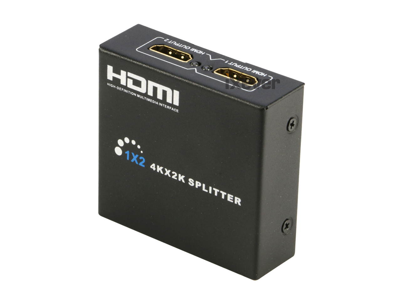 HDMI Splitter 1 in 4 Out V1.4b, iXever Powered HDMI Video Splitter with AC Adapter Duplicate/Mirror Screen Monitor Supports Ultra HD 4Kx2K@30Hz 1080P and 3D Resolutions (1 Input to 4 Outputs)