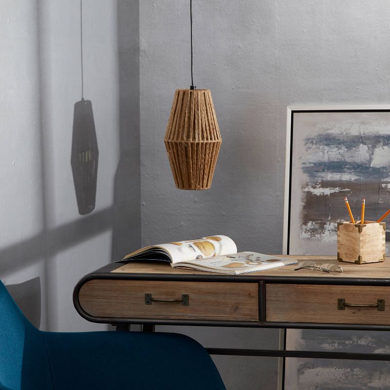 12" Christian Rope Silverwood Pendant Brown - Decor Therapy