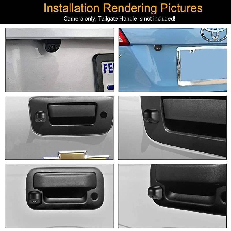 BackupFront View Camera White IP69K Waterproof Great Night Vision HD and Super Wide Angle Metal OEM Style White Reverse Rear View Backup Camera for Cars Pickup Trucks SUVs RVs Vans