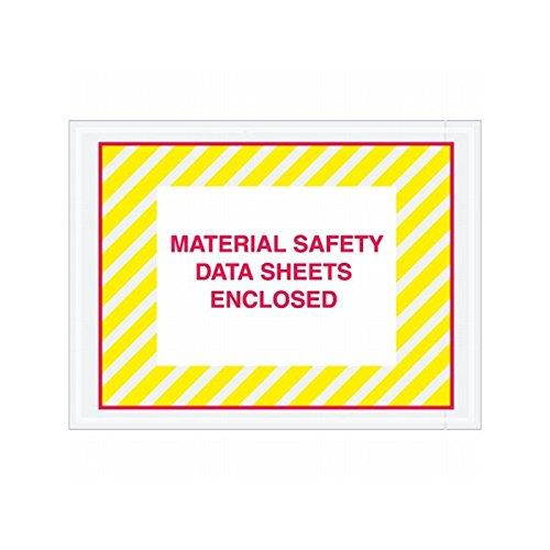 Box Packaging "Material Safety Data Sheet" Envelope, 2 Mil Poly, Red/Yellow, 4.5" x 6" - Case of 1,000
