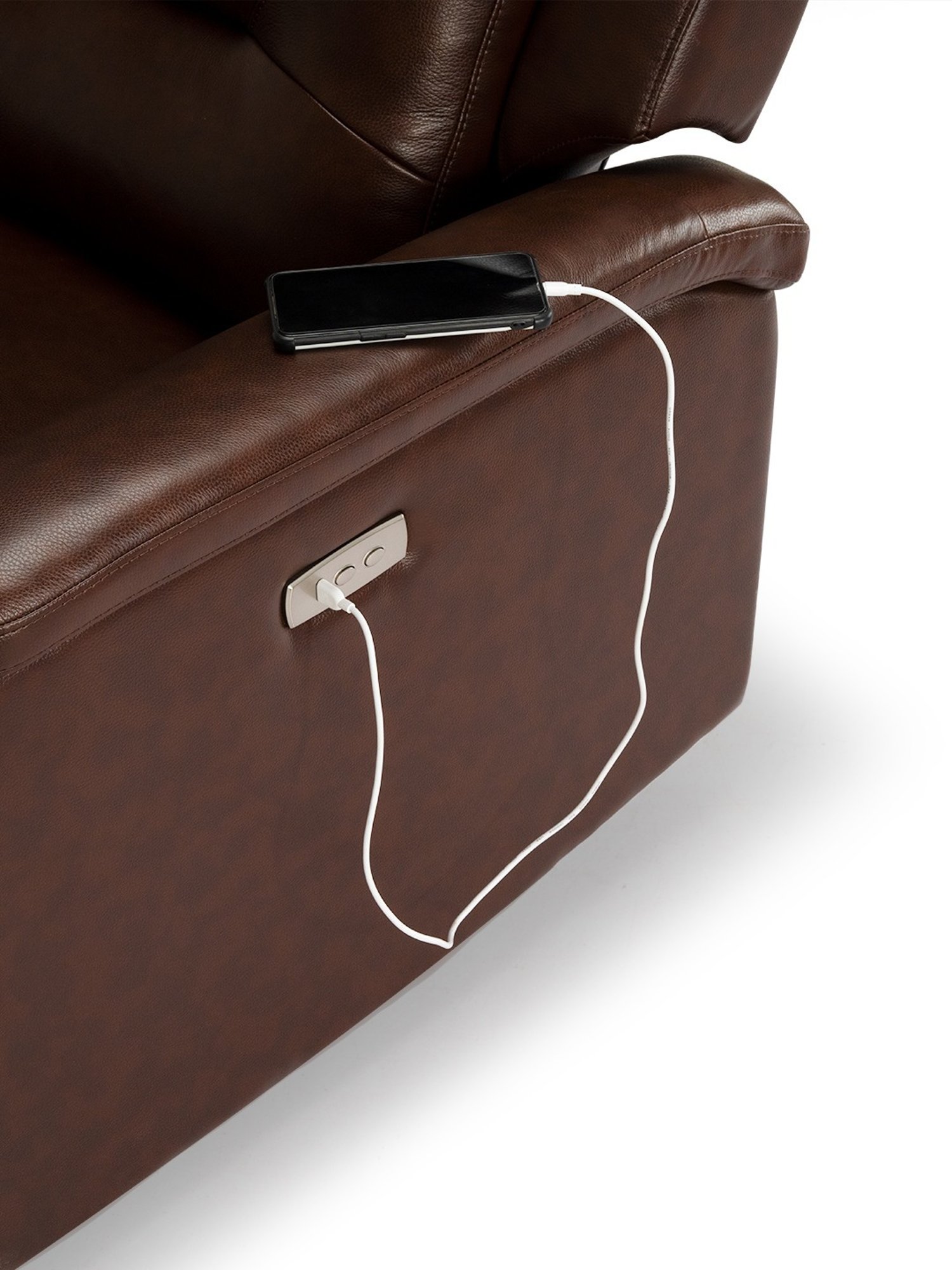 Durian Valerano Coffee Brown Leather Reclining Sofa