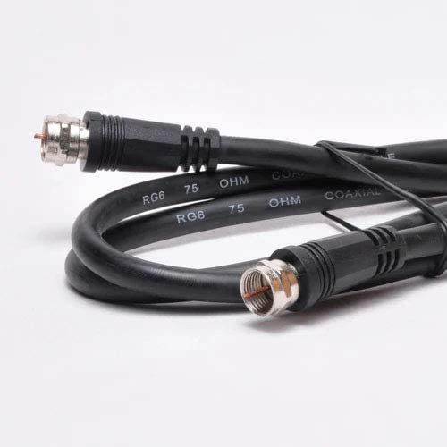 FireFold RG6 Coaxial Cable with F Type Connector, 75 OHM, Black (12FT)