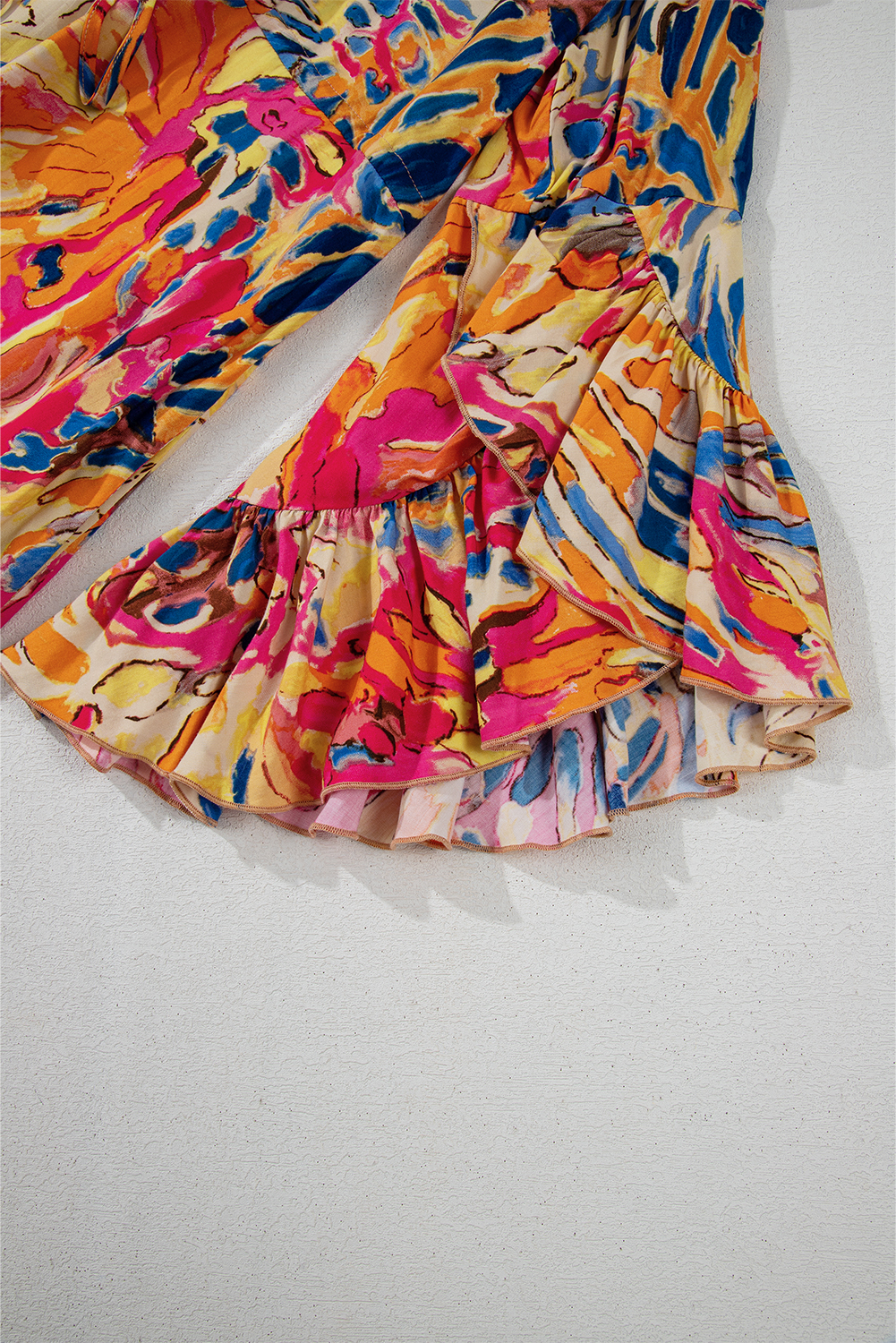 Multicolour Floral Print Split Neck Midi Dress