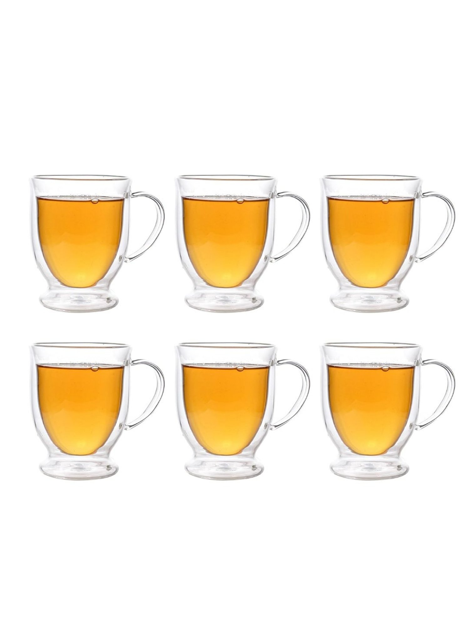 Femora Transparent Borosilicate Double Wall Coffee Cup - Set of 6 (250ml)
