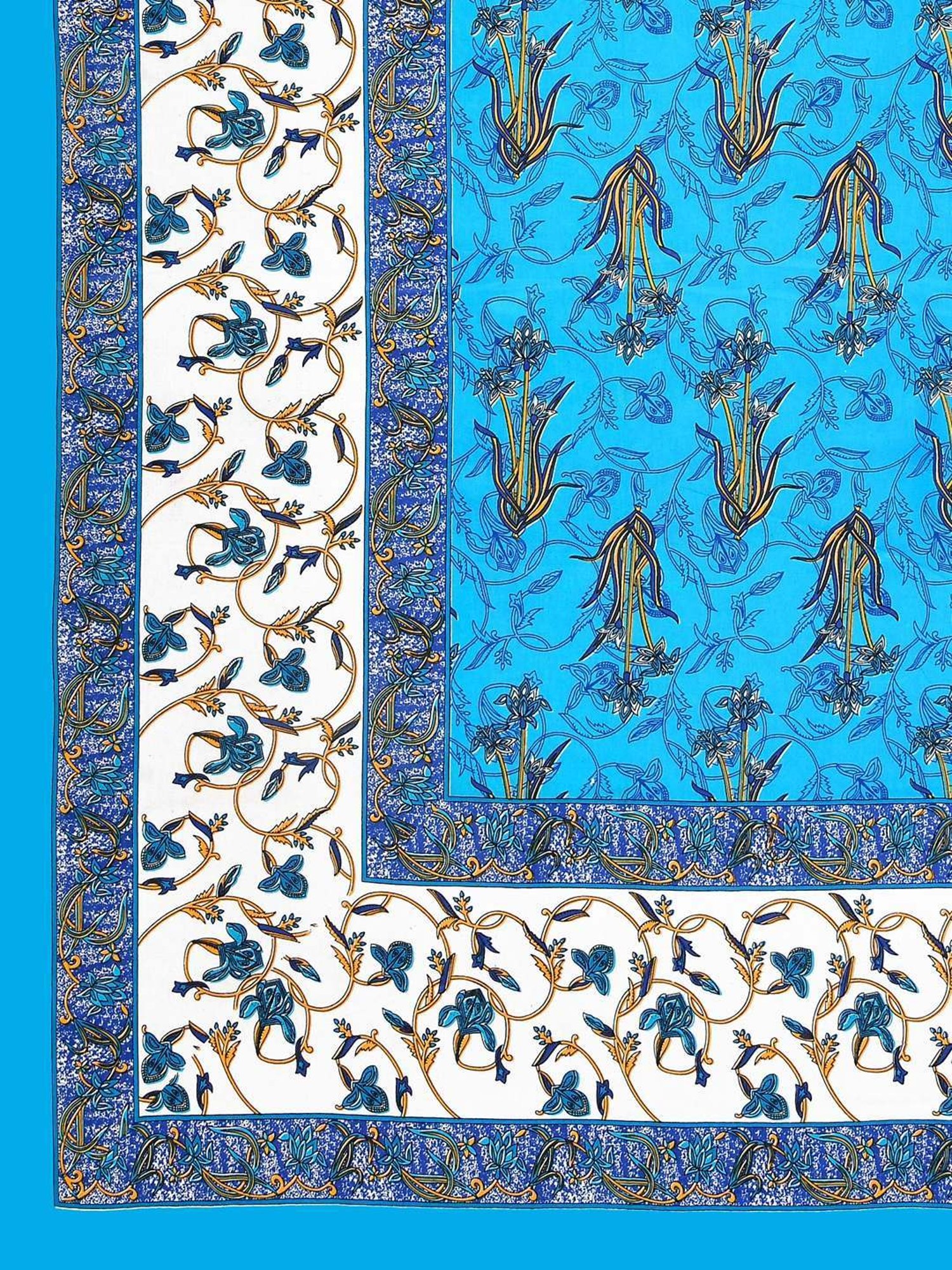 Living Roots Jaipuri Blue 210 TC Cotton Queen Bed Sheet with 2 Pillow Covers