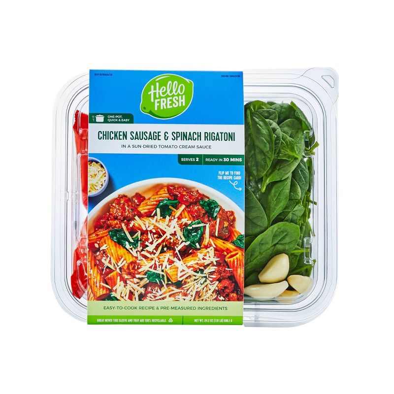 HelloFresh Chicken Sausage & Spinach Rigatoni In A Sun-Dried Tomato Cream Sauce Meal Kit - 24.2oz