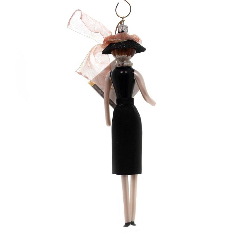 Italian Ornaments 6.75" Charlotte Black Dress W/ Hat Ornament Italian Diva Lady  -  Tree Ornaments