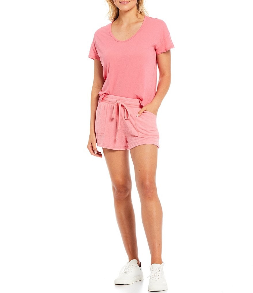 WILDFOX Knit Chrissy V-Neck Short Sleeve Coordinating Pullover Tee