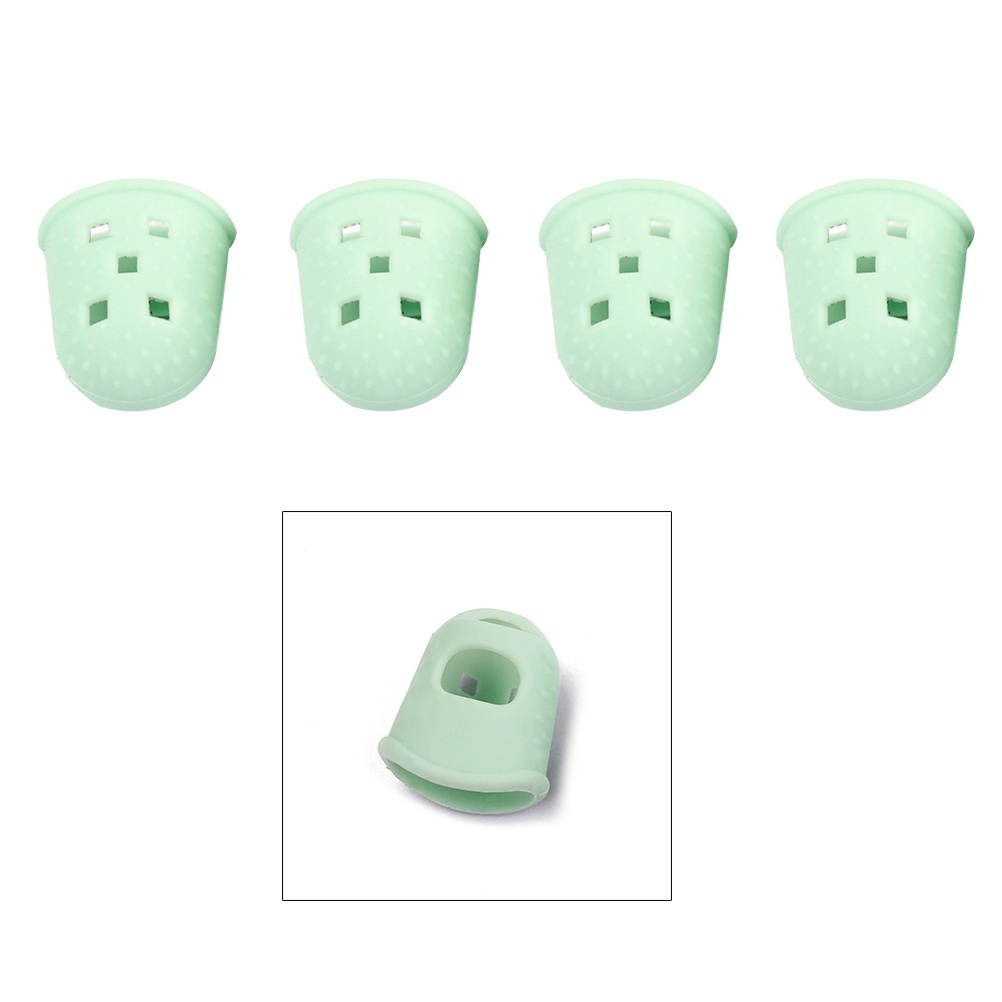 4 Pcs Guitar Fingertip Protectors Silicone Finger Guards Finger Picks Protector Finger Caps for Ukulele Electric Guitar Mandolin - Cyan (M)