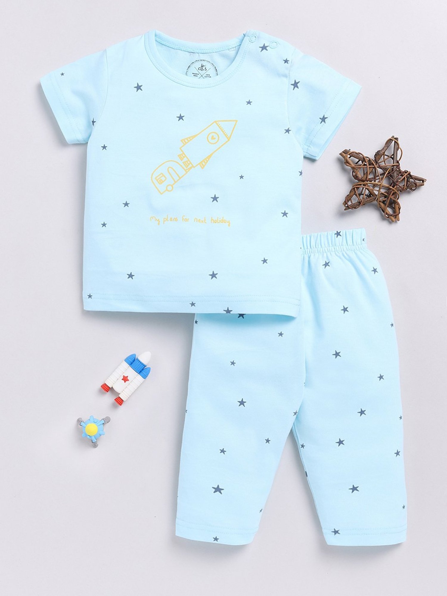 Clt.s Boys Light Blue Printed T-Shirt with Pants