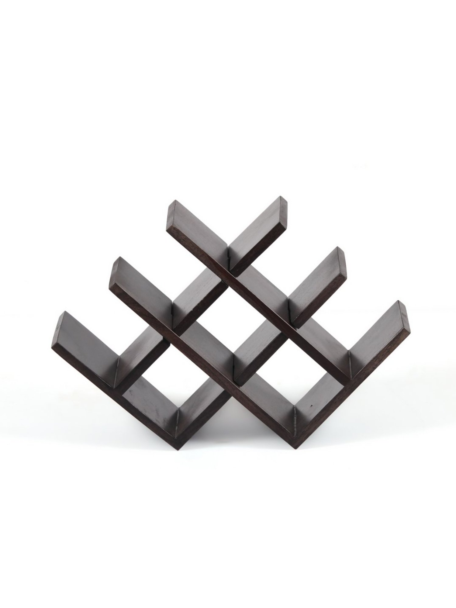 Ikiriya Kassel Solid Brown Wood Wine Rack Teak Finish