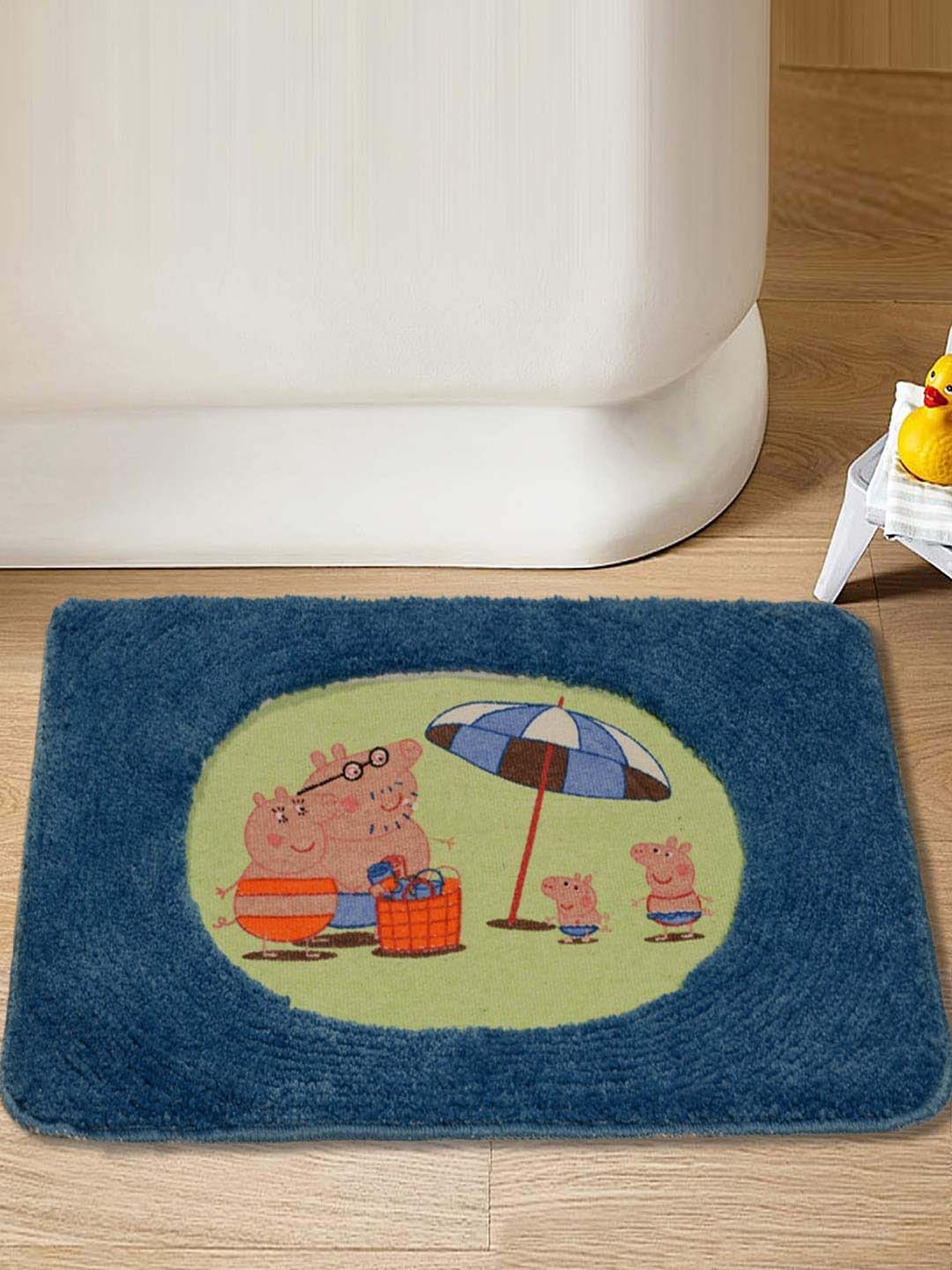 Saral Home Peppa Pig Blue Microfibre Anti Slip Kids Bath Mat - Set of 1