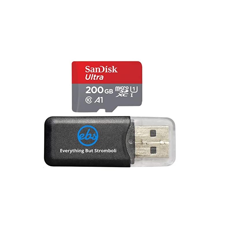 200GB  Ultra UHSI Class 10 80mbs MicroSDXC Memory Card works with Nintendo Switch Neon Video Game with Everything But Stromboli Memory Card Reader