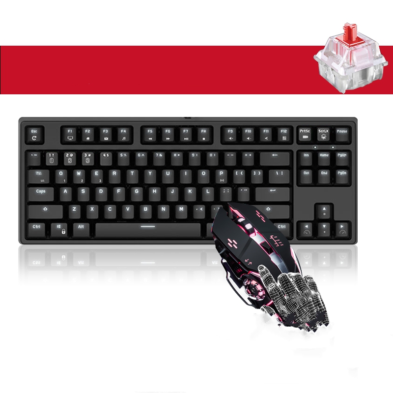 Royal Kludge RK987  N-key Rollover Ergonomic Design,Cool Exterior USB Wired PBT Keycaps White Backlit Keyboard for Gaming and Office - Black( RK Black Switch)