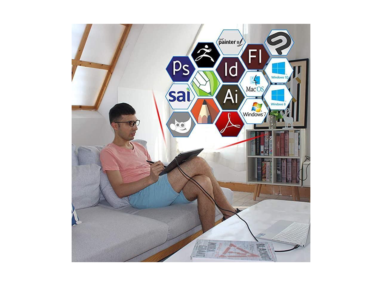 Mooiuu M13 Pro drawing tablet 13.3&rsquo;&lsquo; with screen with graphic tablet Graphic Monitor IPS 8192 Level Pen Pressure Drawing Pen Tablet with Colour gamut 88 sRGB 8 Express Keys and Adjustable Stand