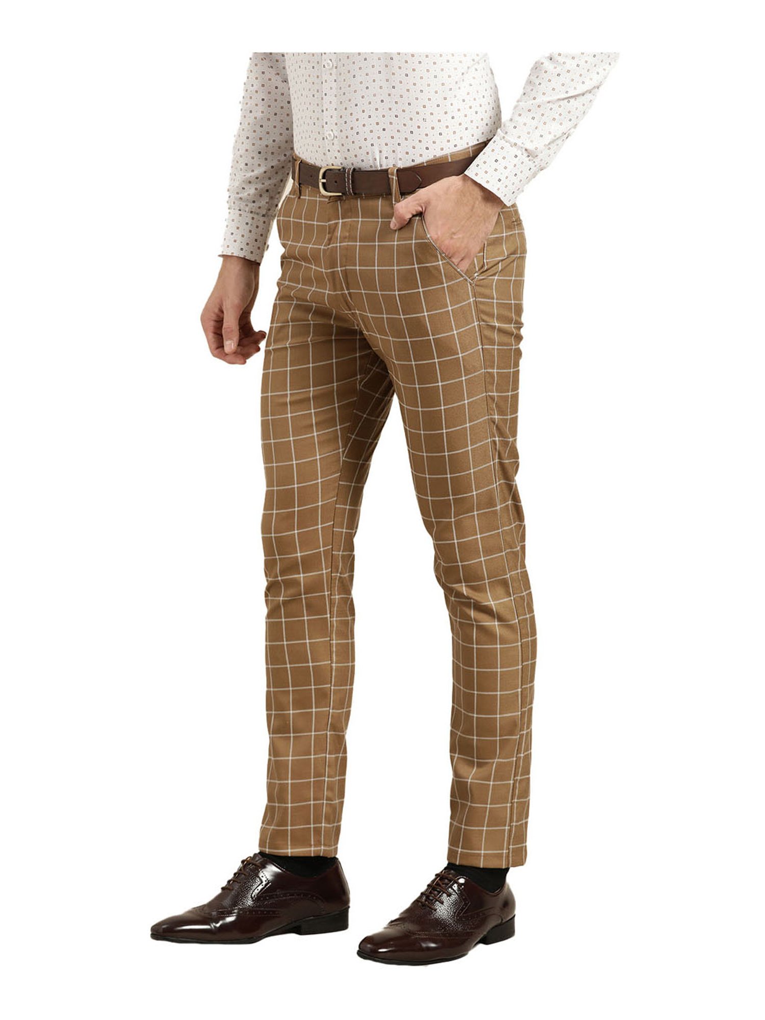 Sojanya Khaki & Off White Checks Trousers