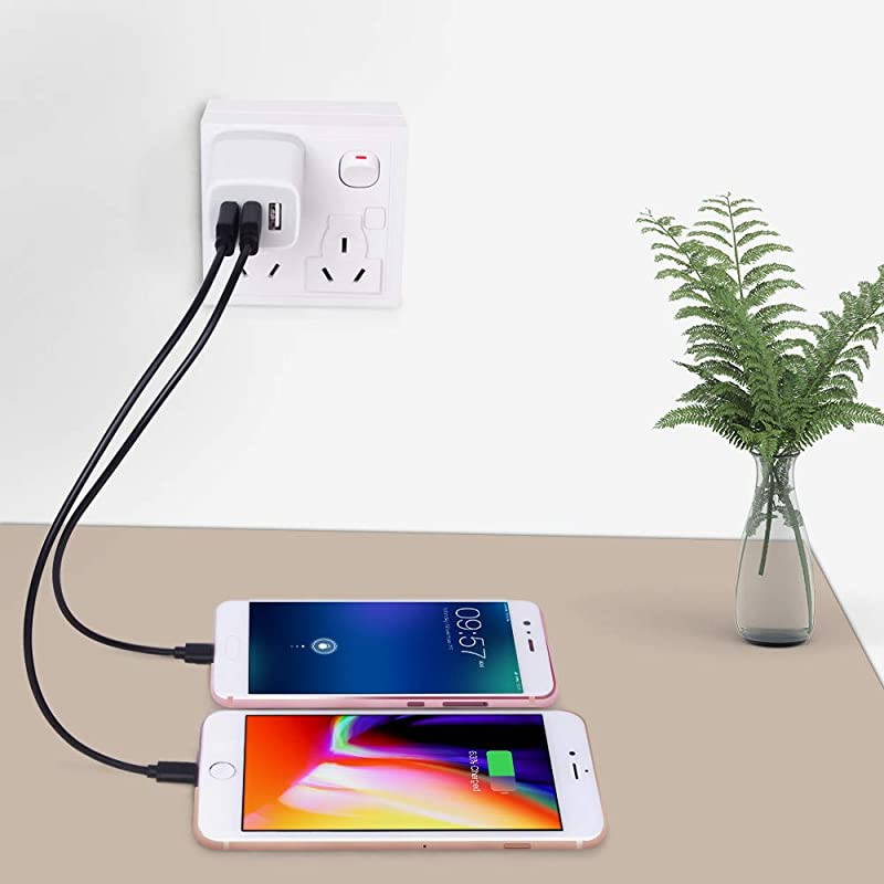Wall Charger 3 Port Charger 5V 31A 2PC MultiPort Travel Wall Plug Cube Compatible with iPhone X 8 7 Plus Samsung Note 9 S9 S8 Note 8 LG V35 THINQ Q7 G7 Huawei Moto Nokia and More