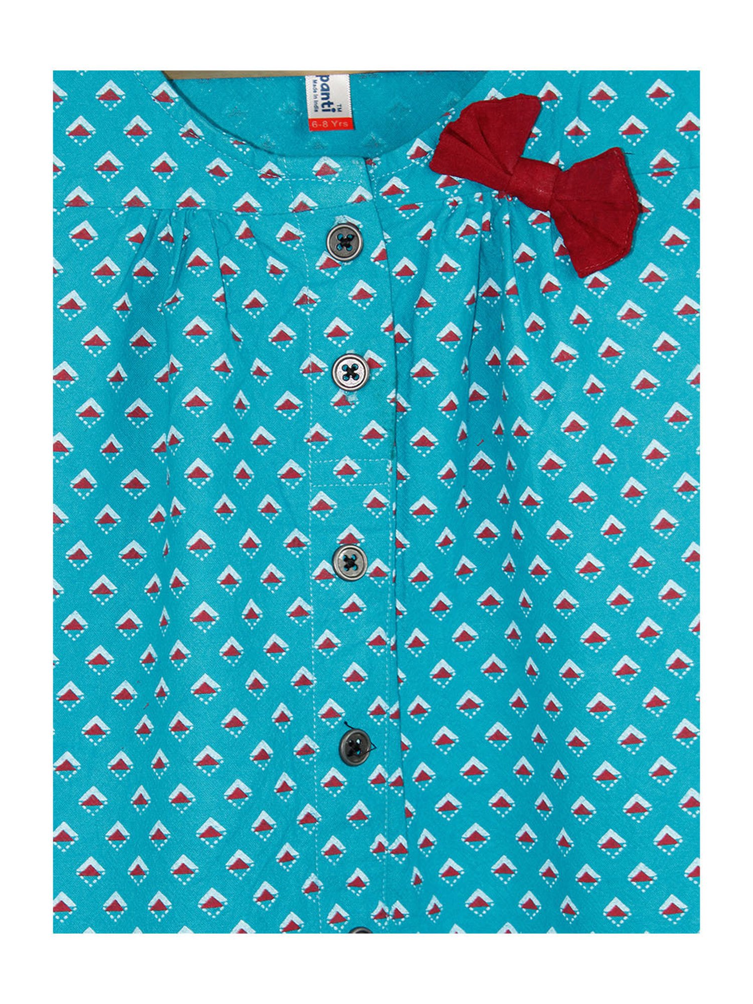 Kiddopanti Kids Blue Printed Dress