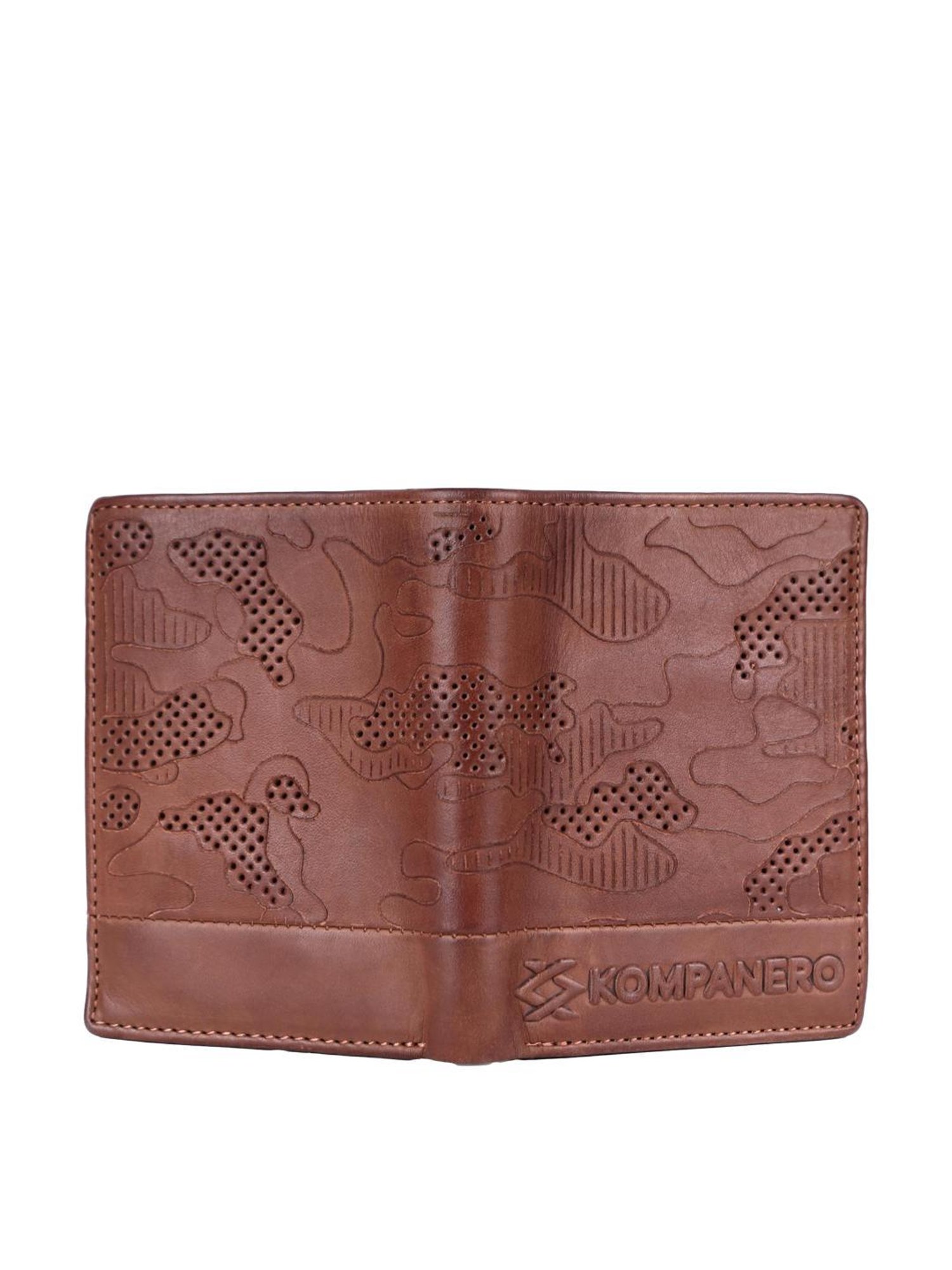 KOMPANERO Garrison Tan Printed Tri-Fold Wallet