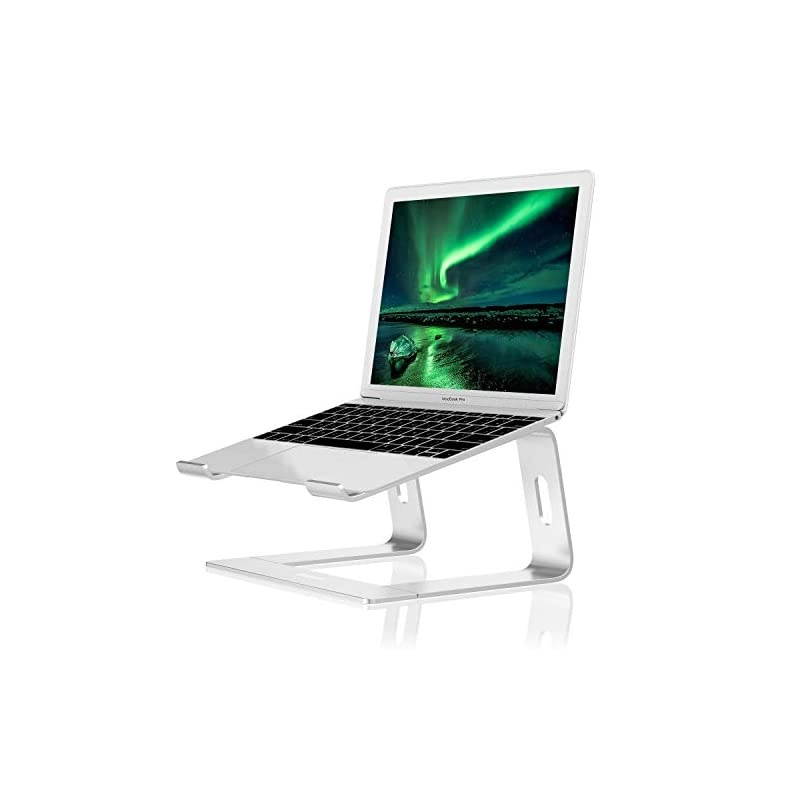 Laptop Stand, Aluminum Ergonomic Laptop Riser Computer Stand for Desk, Detachable Laptop Holder Compatible for All 10-15.9" MacBook Air Pro, Samsung, Acer, HP, Dell Laptops-Silver