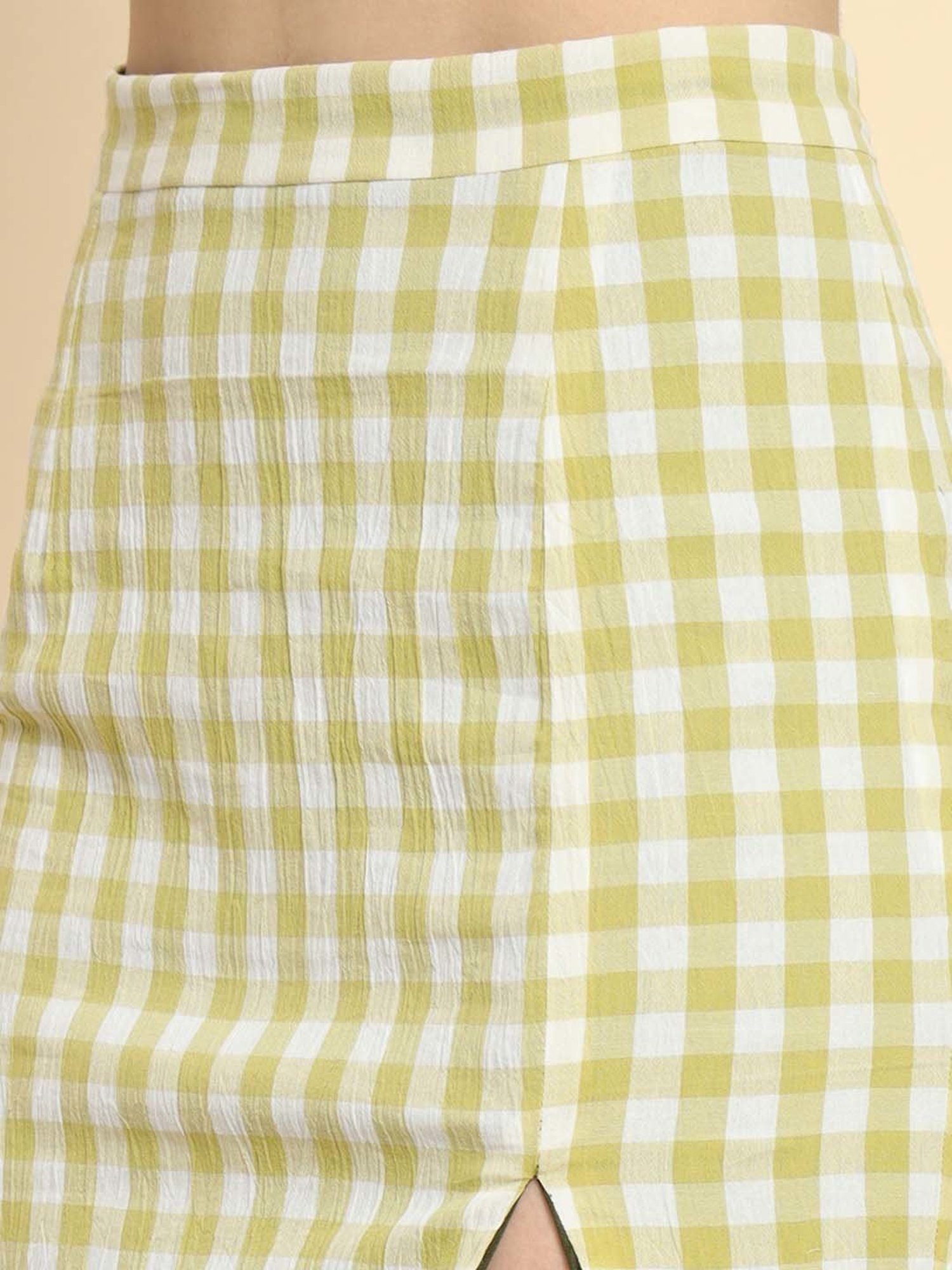 Trend Arrest Green Check Mini Pencil Skirt
